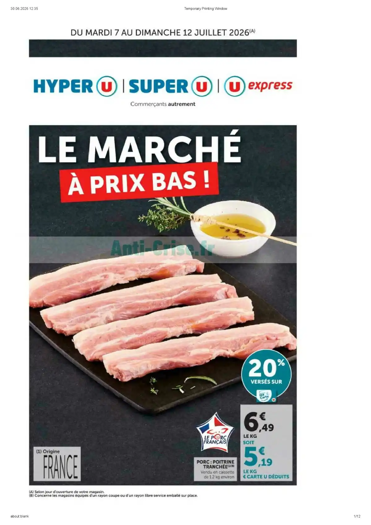 Catalogue Hyper U Du 7 Juillet Au 19 Juillet 2026 - Image 1 Du 30 Juin