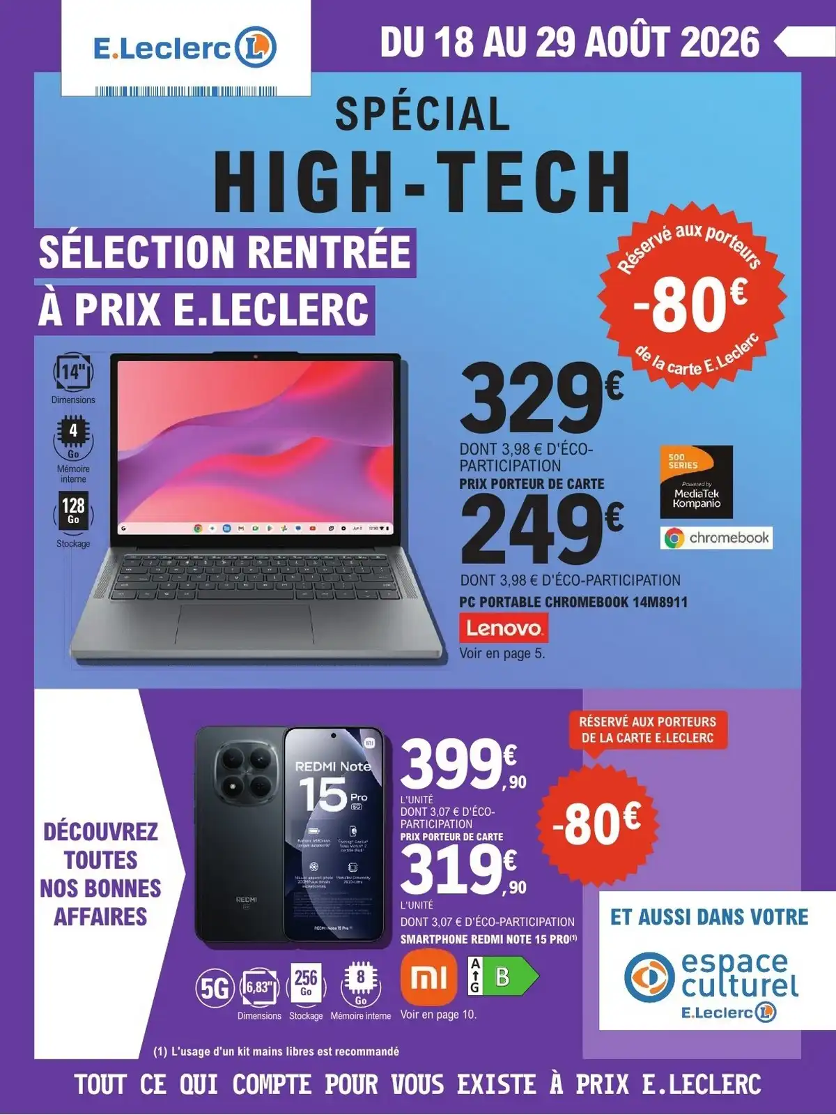 Catalogue Leclerc Du 18 Août Au 30 Août 2026 - Image 1 High Tech Du 18 Août