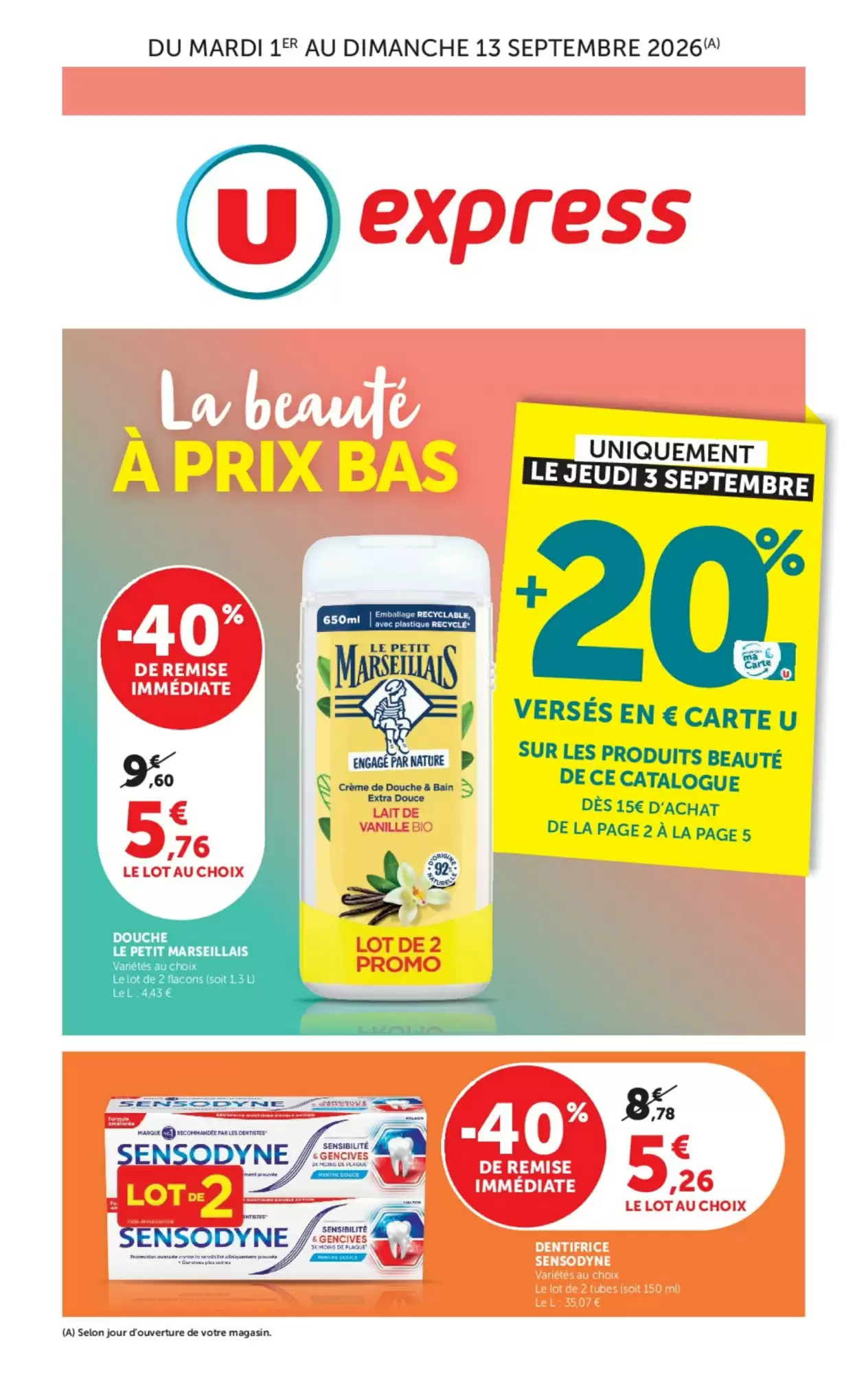Catalogue U Express Du 1 Septembre Au 13 Septembre - Image 1 Du 1 Septembre