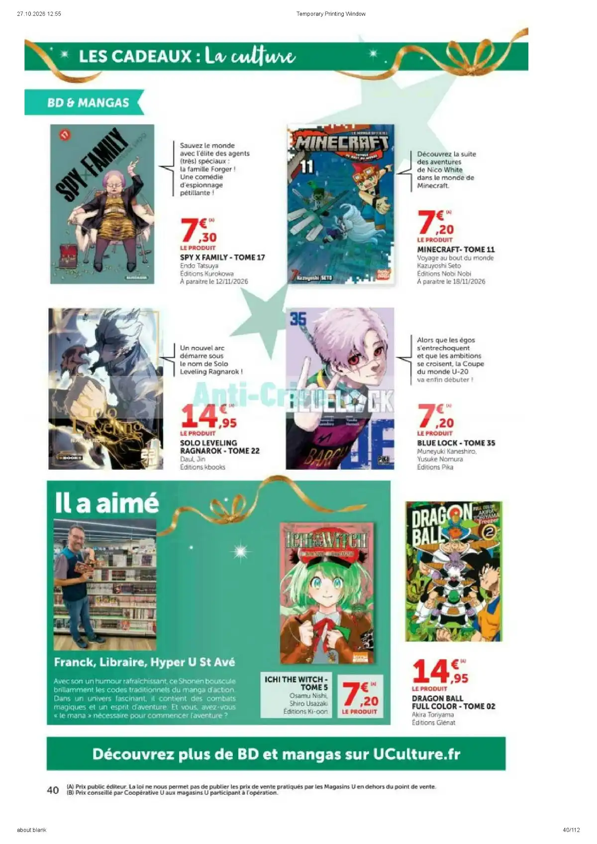 Du 10 Novembre - 29 Décembre 2026
